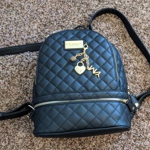 Quilted black mini backpack